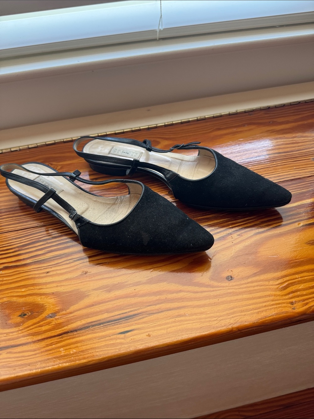 Barneys New York CO-OP Black Pointed Slingback Flats